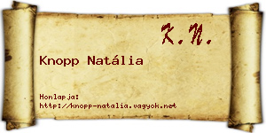 Knopp Natália névjegykártya